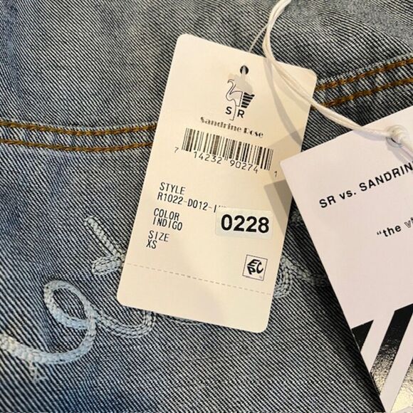NWT Free People X Sandrine Rose Oversized Denim Jacket "Not Yours" "L'Artiste" - Picture 7 of 12
